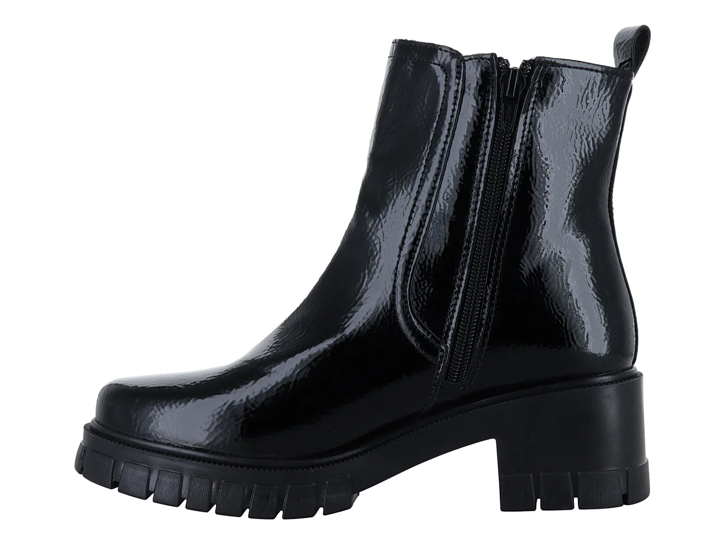 Botines Luna Rosa de Charol Negro para Mujer