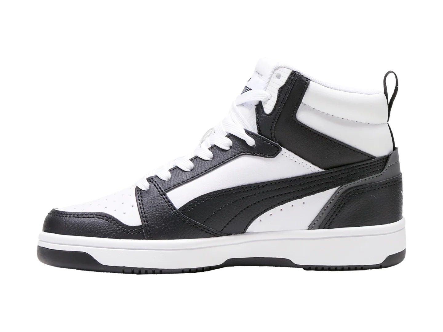 Tenis PUMA Rebound V6 Mid Blanco y Negro para Niño