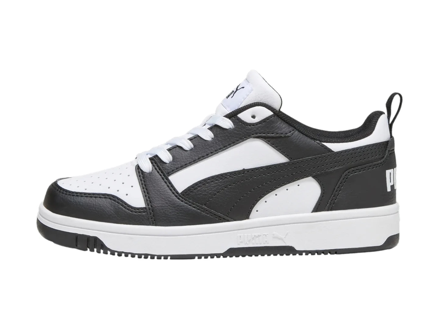 Tenis PUMA Rebound V6 Lo Blanco y Negro para Niño