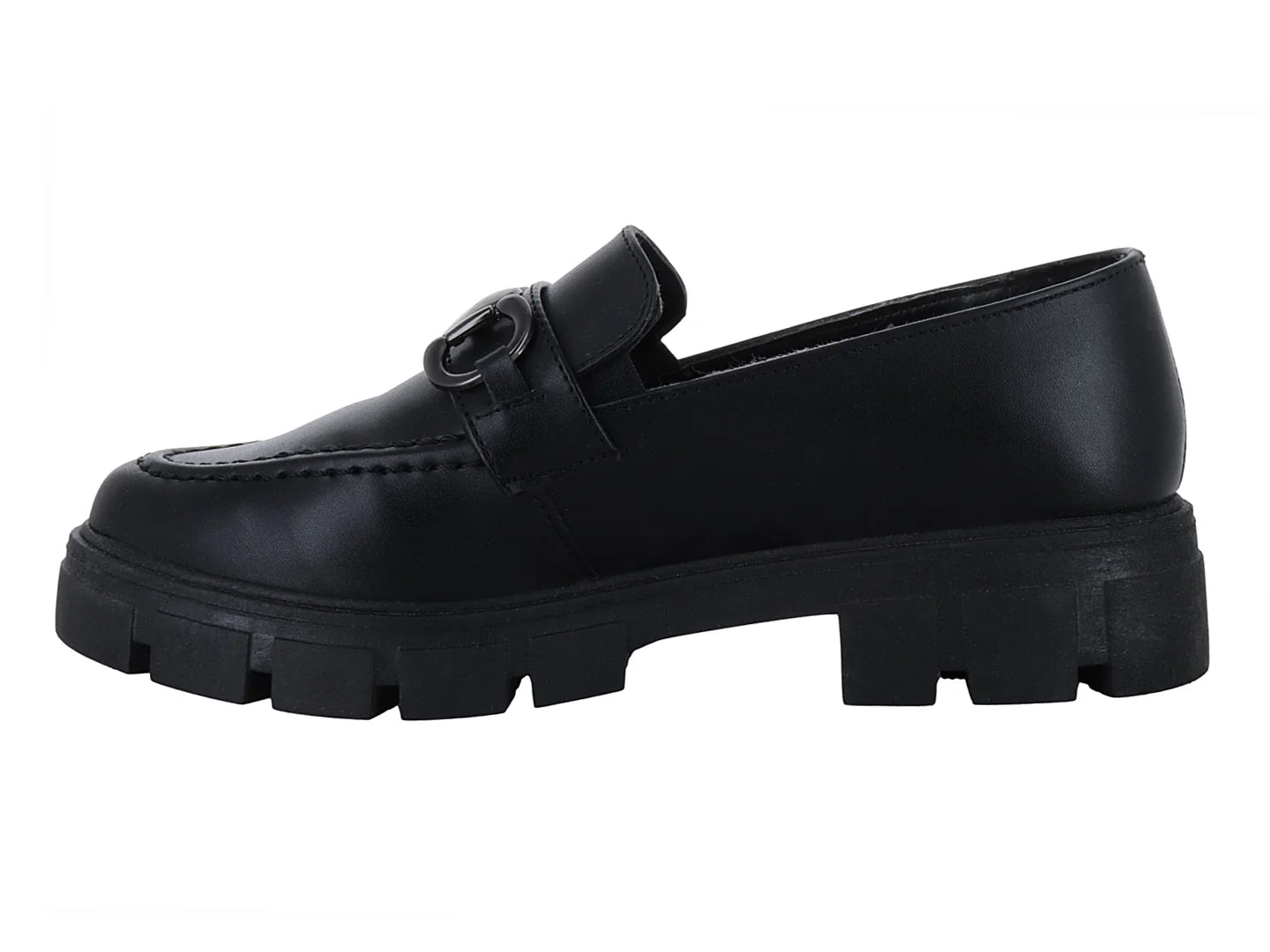 Zapatos Mocasines Luna Rosa Negros para Mujer