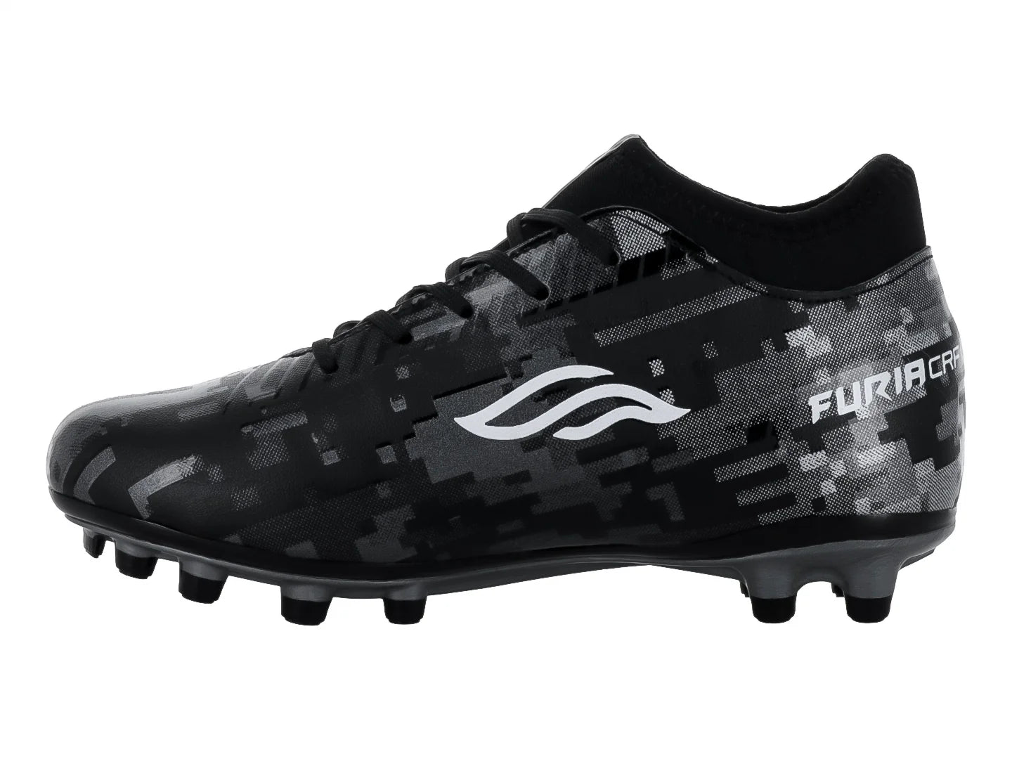 Tenis de Fútbol Furia Negro con Plata para Niño
