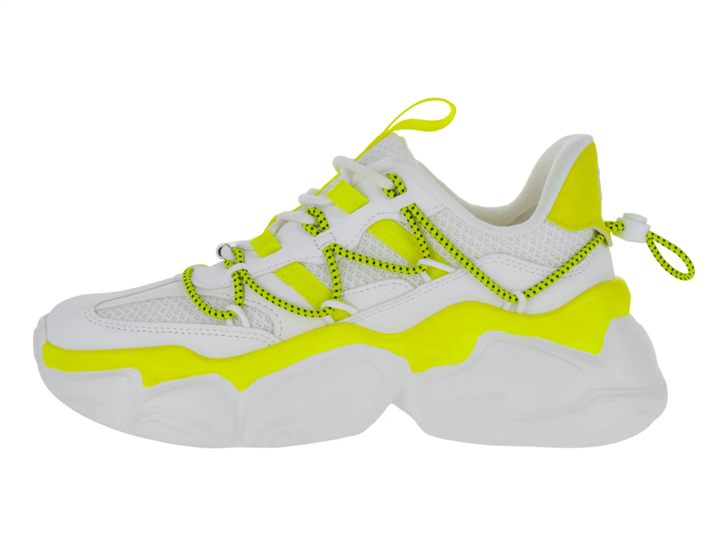 Tenis Steve Madden Specta Blanco y Amarillo Neón para Mujer