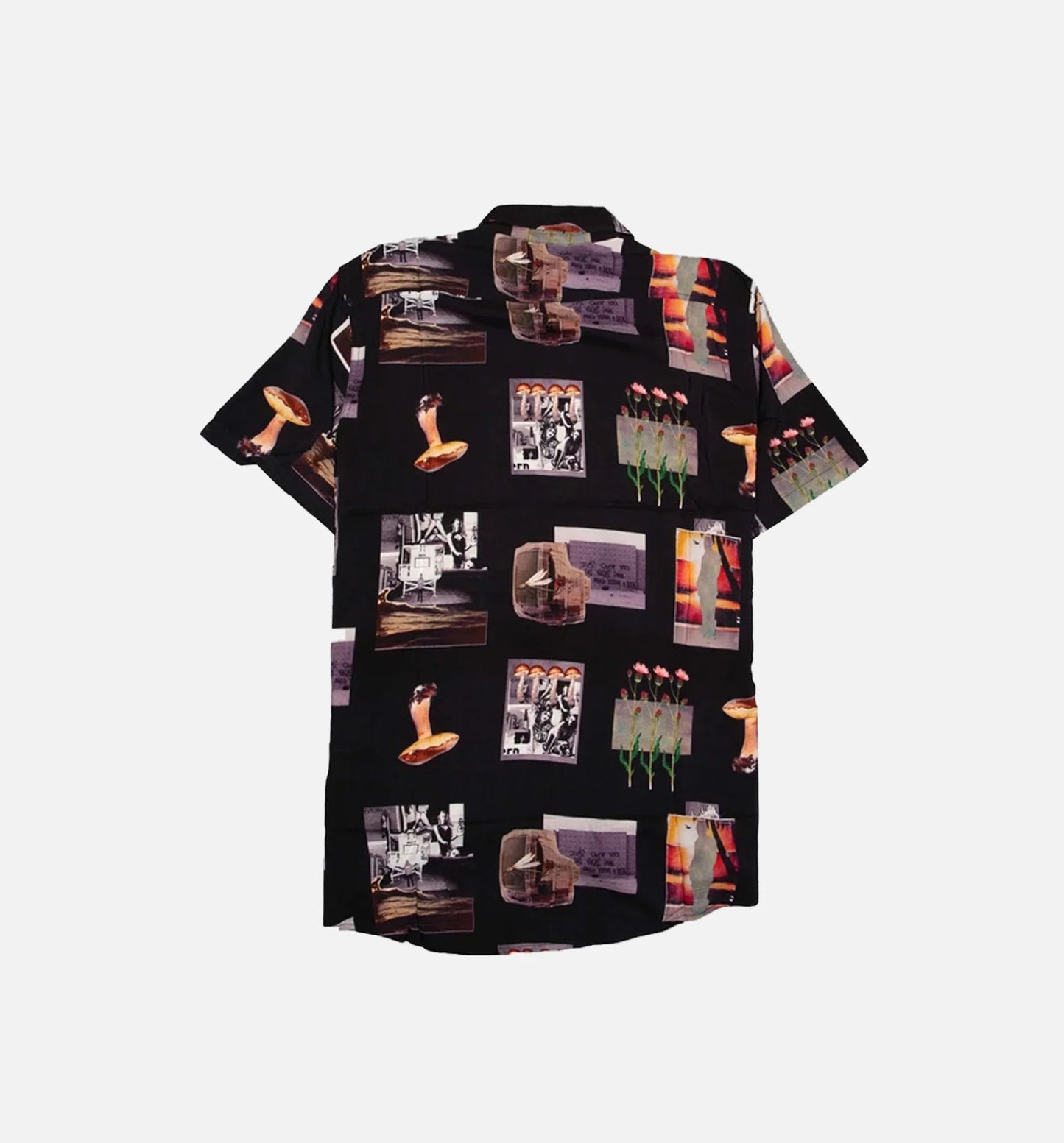 After School Print Button Up Mens Shirt Black