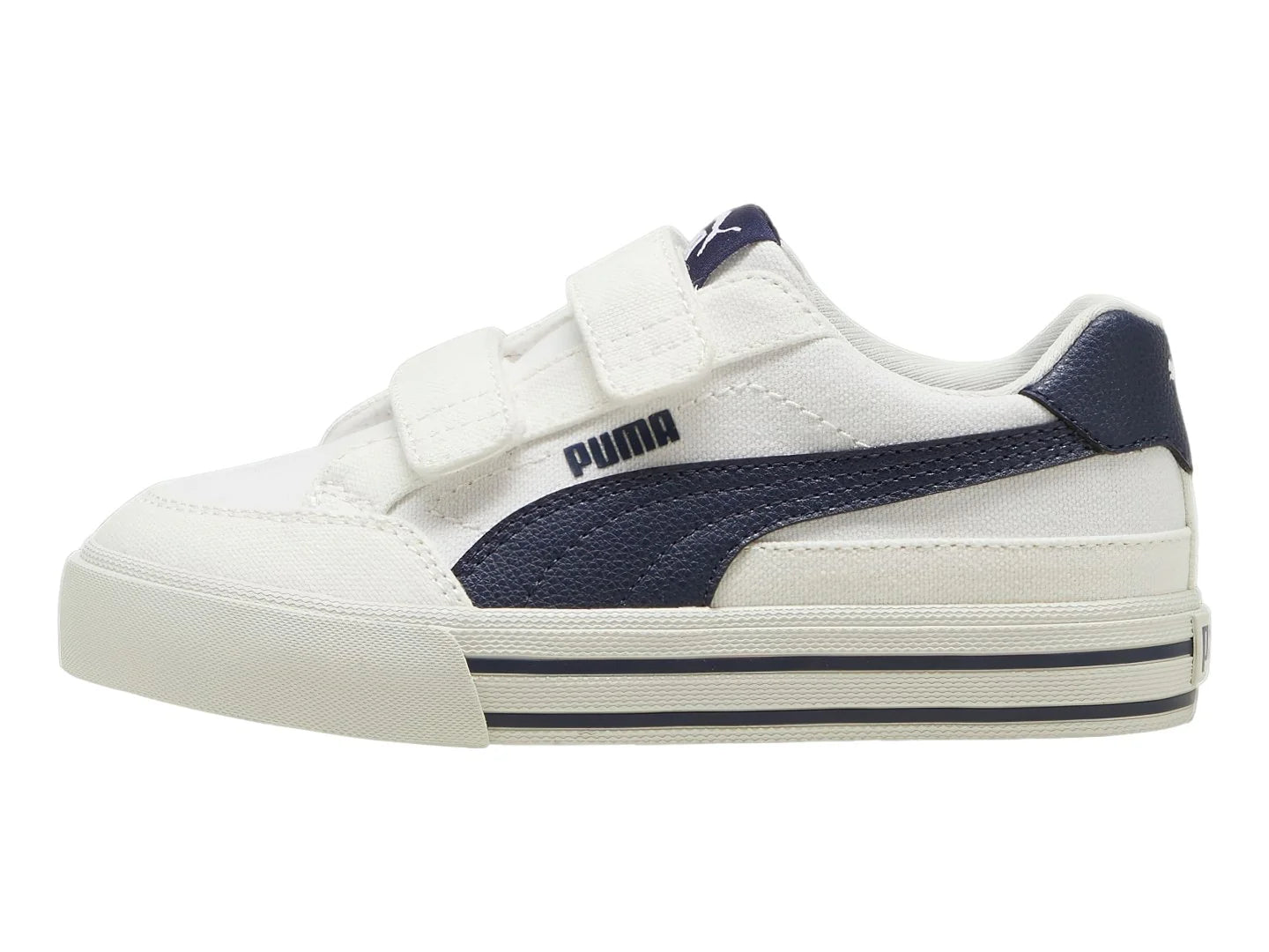 Tenis PUMA Court Classic Blanco y Azul Marino para Niño