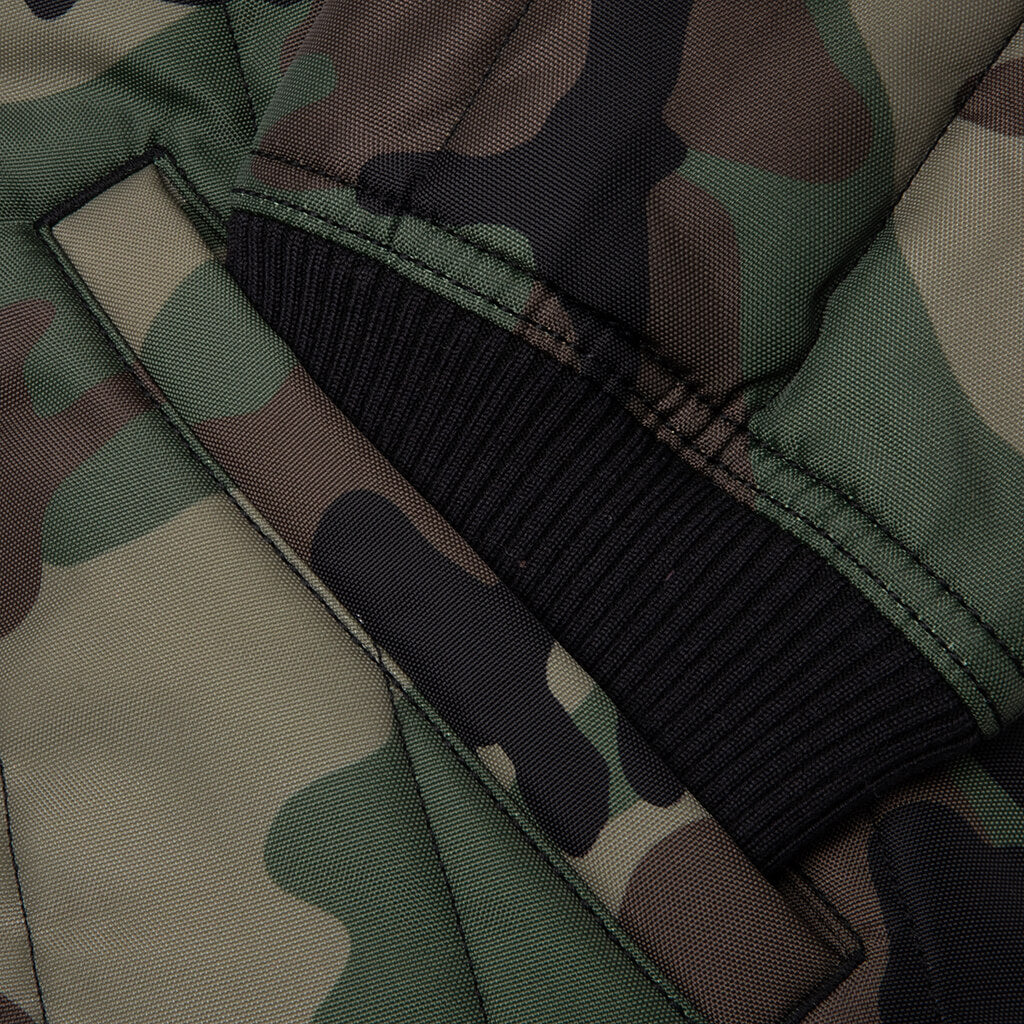 Work Jacket Quilted Nylon Woodland Camo