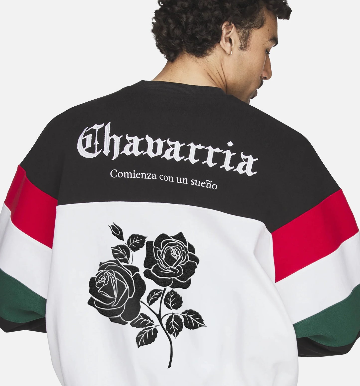 Chavarria Fleece Crewneck Mens Sweatshirt Black White