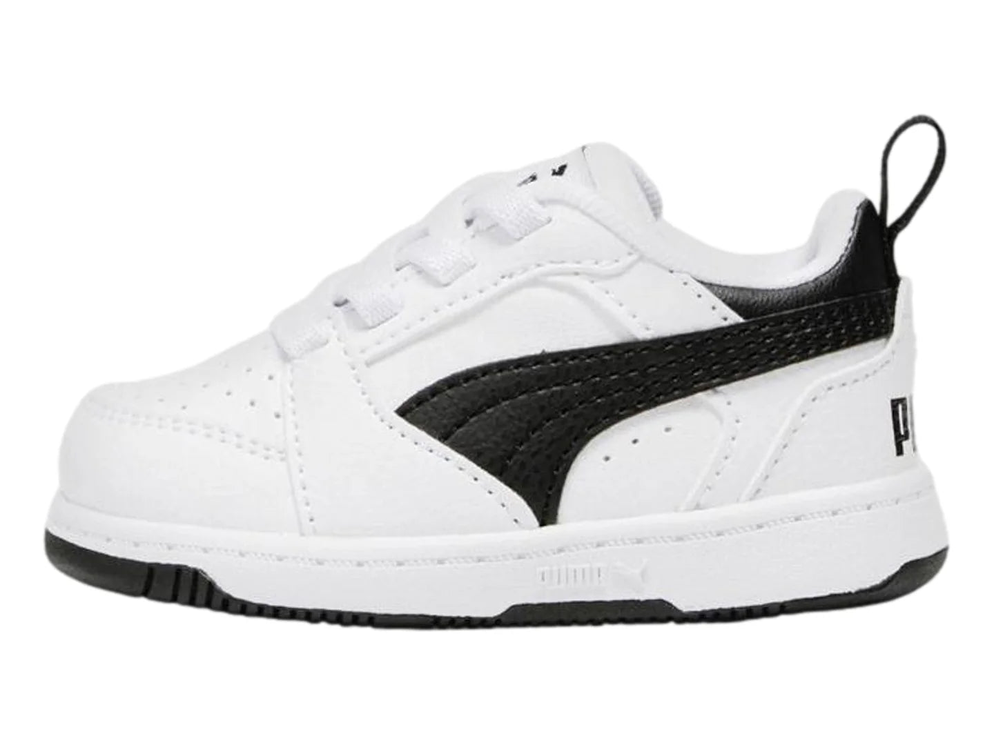 Tenis PUMA Rebound V6 Lo AC Blanco y Negro para Niño