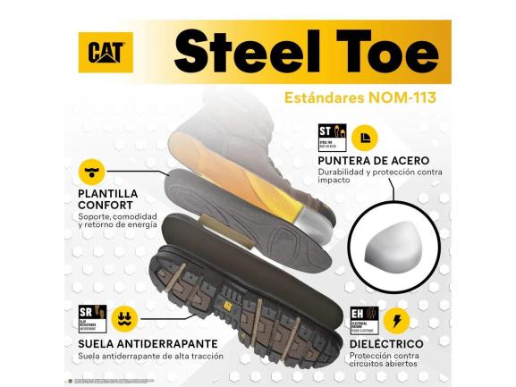 Botas de Trabajo Caterpillar Color Café para Hombre