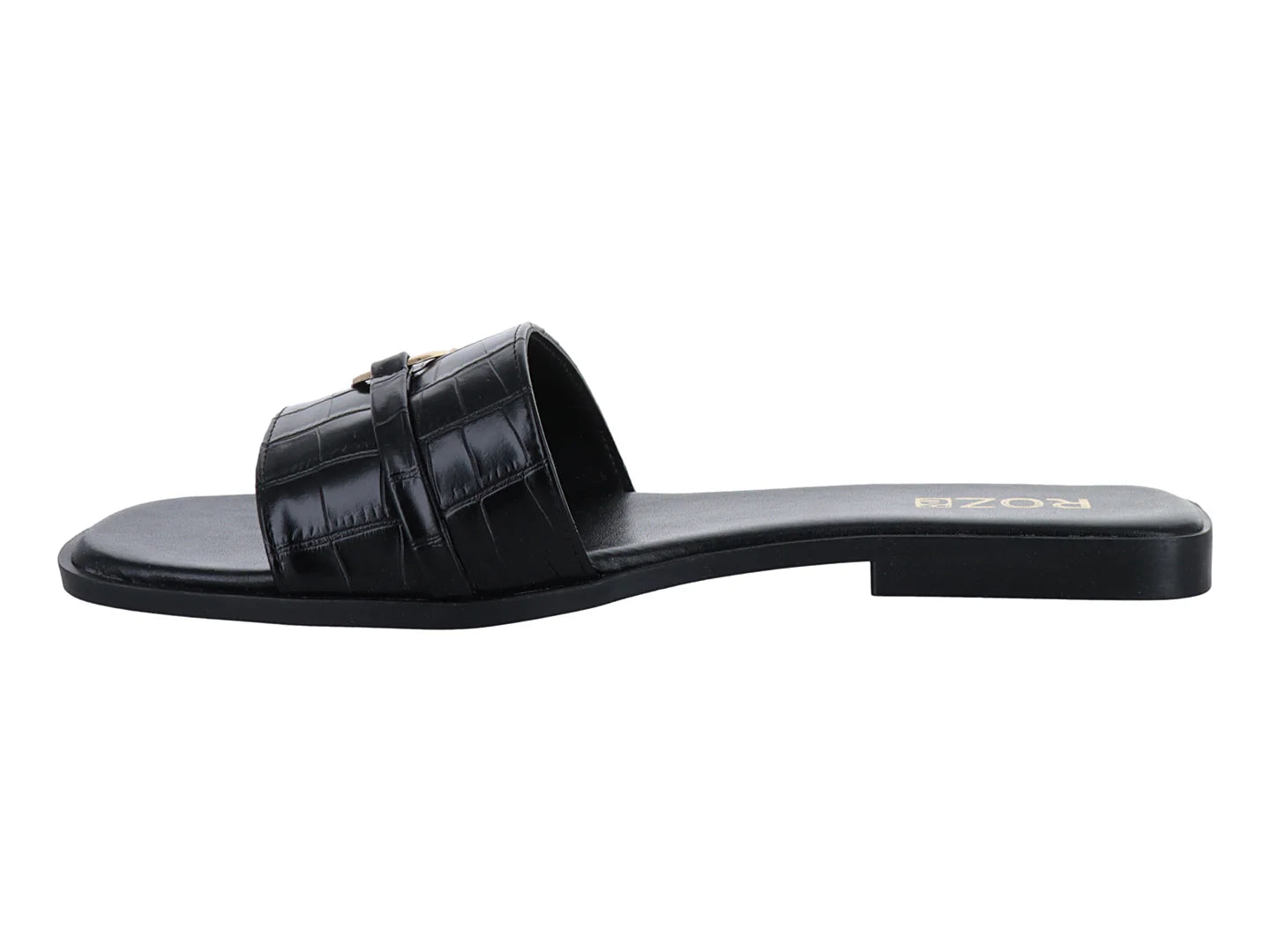 Sandalias ROZE Croco Negro para Mujer