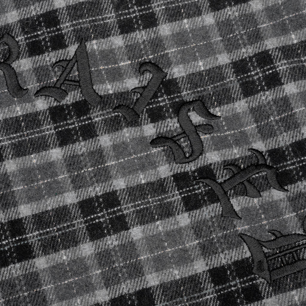 Embroidered Flannel Shirt Jacket Black