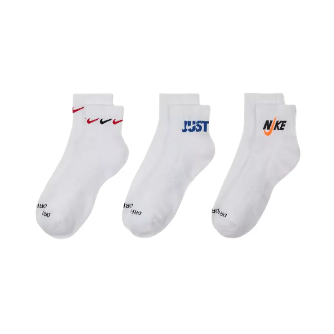 Everyday Plus Cushioned Ankle 3 Pack Sock - White/Multi