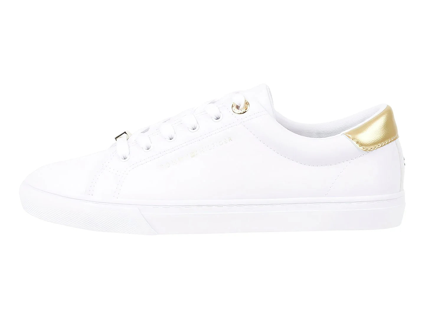 Tenis Tommy Hilfiger Court Sneaker Blanco y Dorado para Mujer