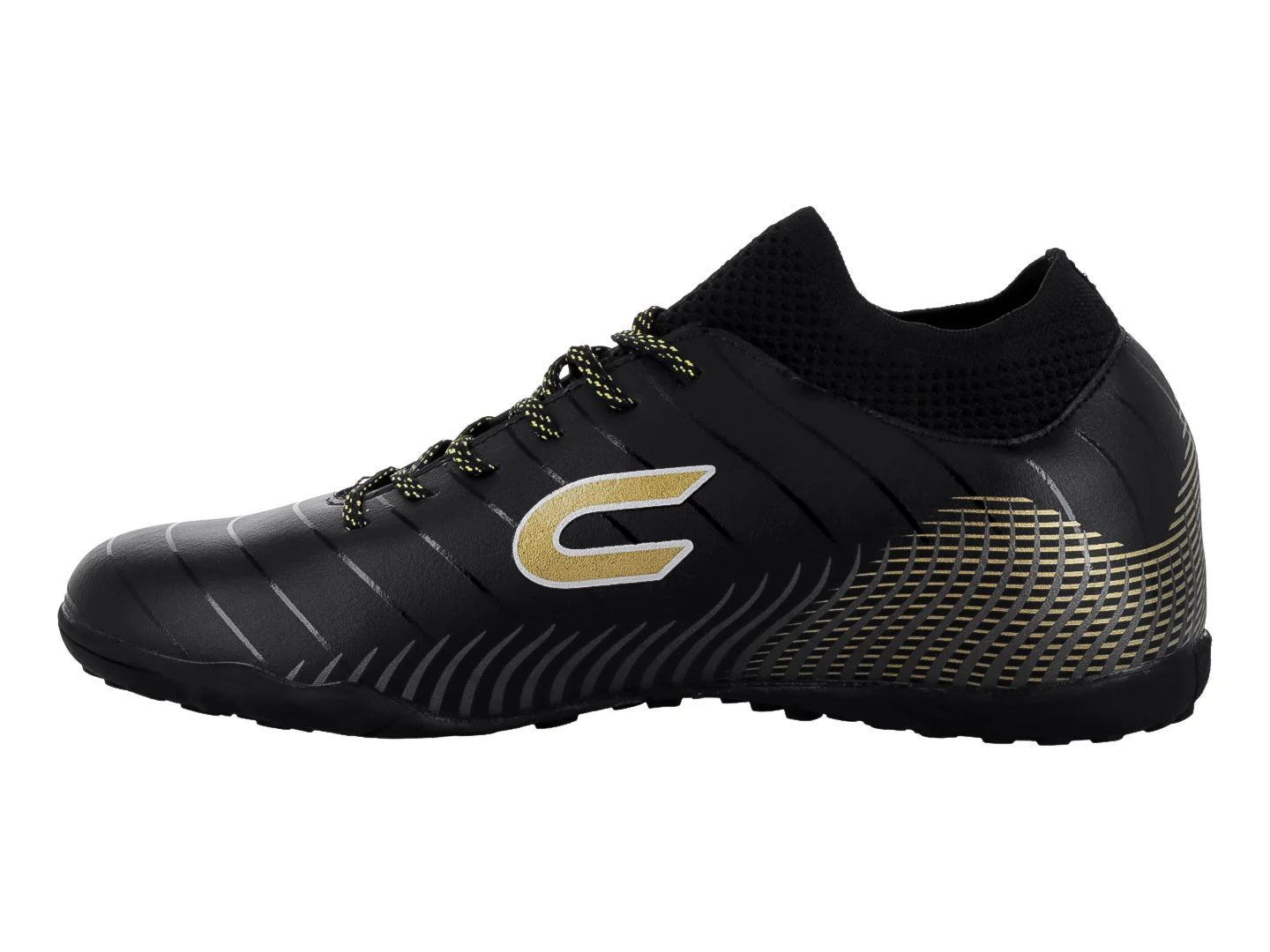 Tenis de Fútbol COURT Negro con Oro para Hombre