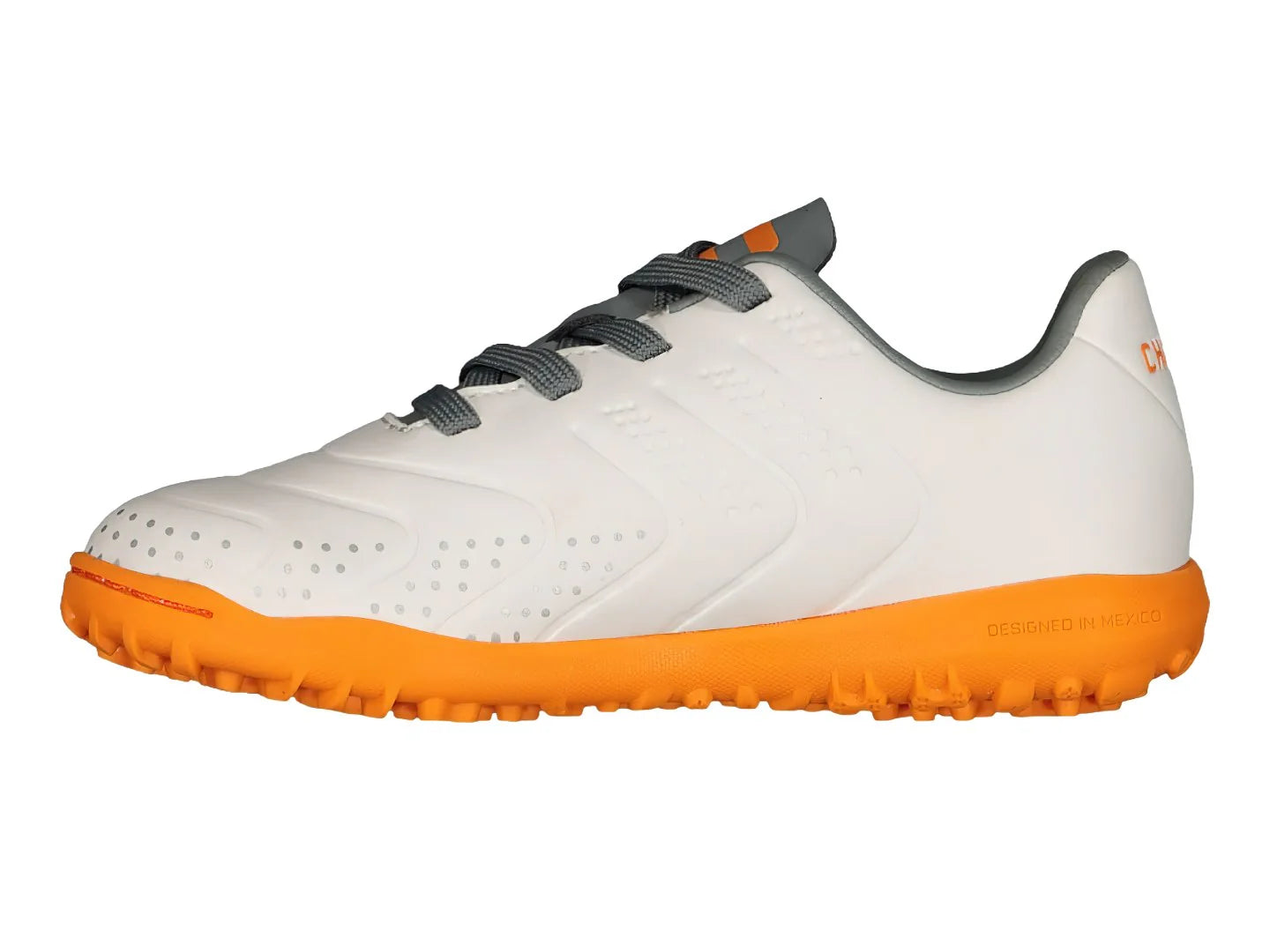Tenis de Fútbol Charly Blanco y Naranja para Niño