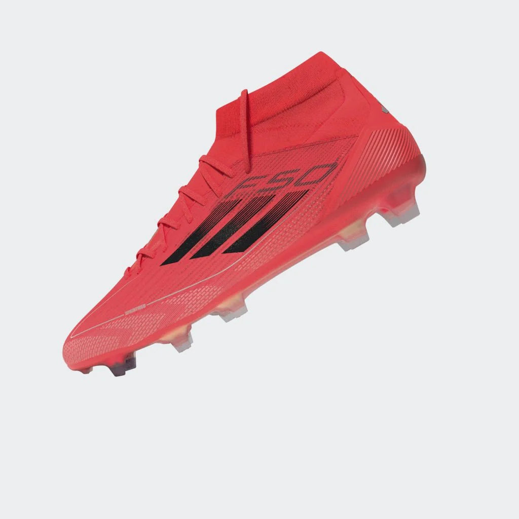 adidas Womens F50 Pro Mid Cut Firm Ground Boots Turbo Black Platin Metallic