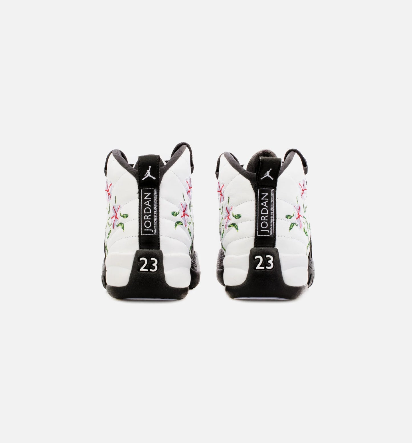 Air Jordan 12 Retro Floral Grade School Lifestyle Shoe Black White