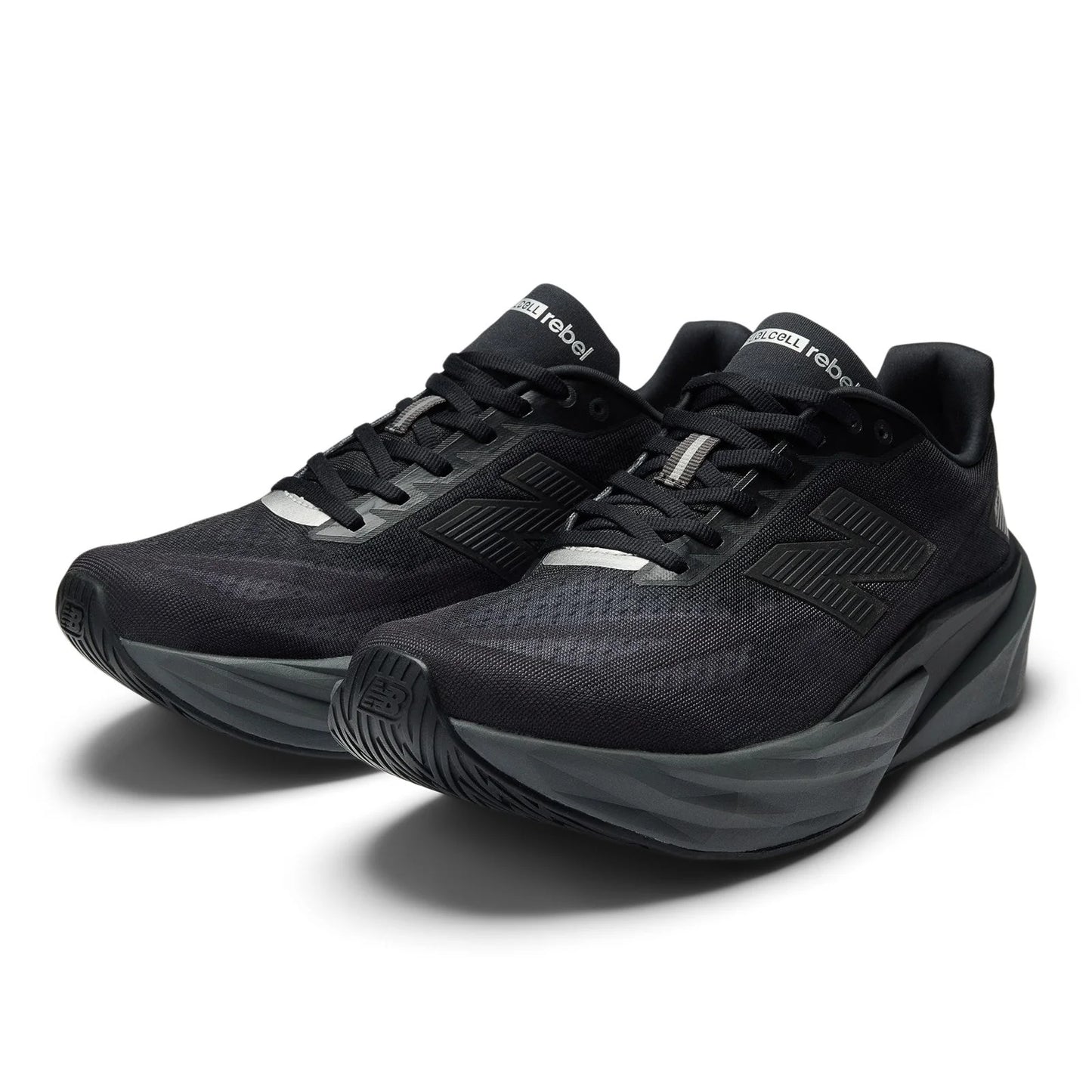 Men's FuelCell Rebel v5 in Black with Castlerock and Silver Metallic