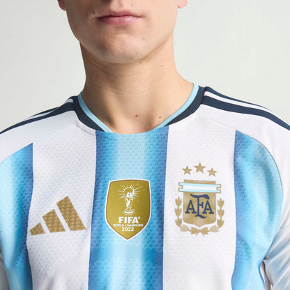 adidas Argentina Home Authentic Long Sleeve Mens Soccer Jersey 26 White Blue