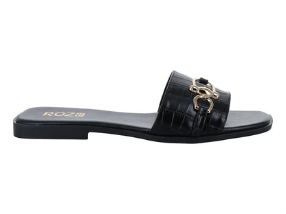 Sandalias ROZE Croco Negro para Mujer