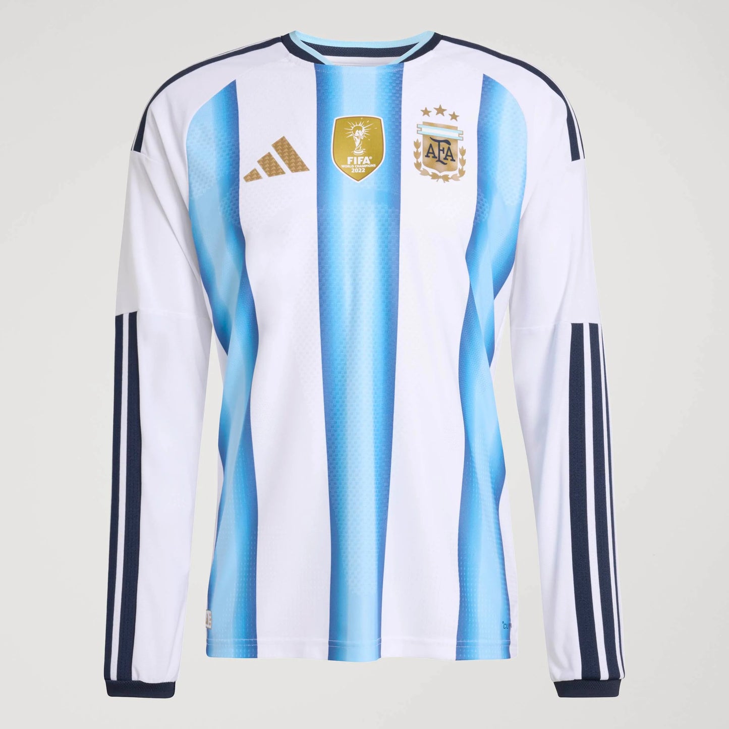 adidas Argentina Home Authentic Long Sleeve Mens Soccer Jersey 26 White Blue