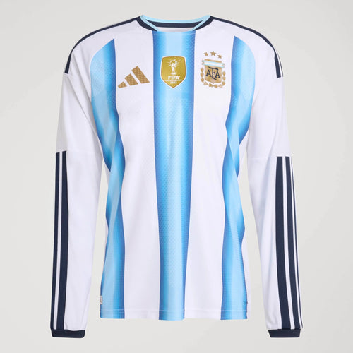 adidas Argentina Home Authentic Long Sleeve Mens Soccer Jersey 26 White Blue