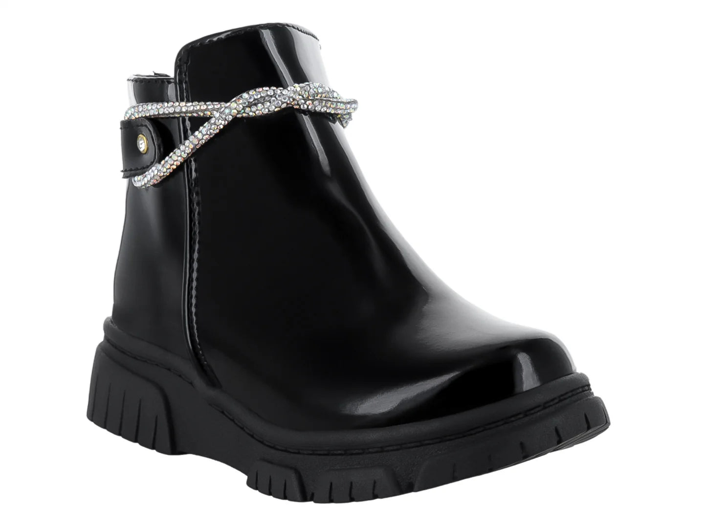 Botas Viris de Charol Negro para Niña