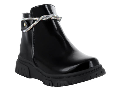 Botas Viris de Charol Negro para Niña