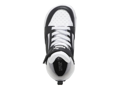 Tenis PUMA Rebound V6 Mid Blanco y Negro para Niño