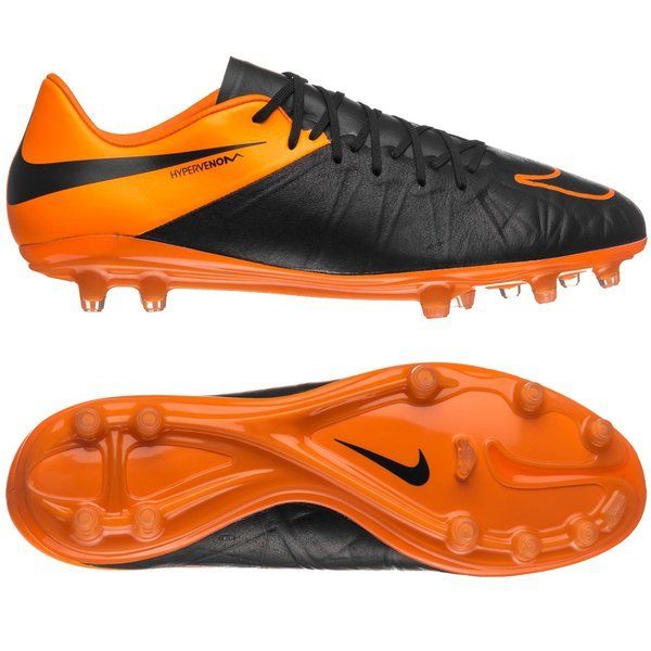Nike Hypervenom Phinish Leather FG Firm Ground Soccer Cleats Black Total Orange