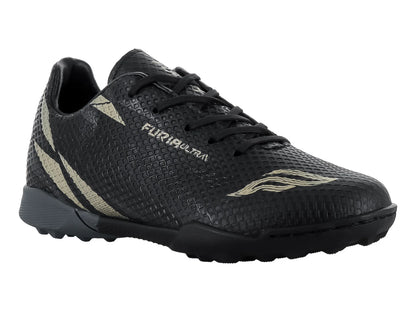 Tenis de Fútbol Furia Negro y Oro para Niño
