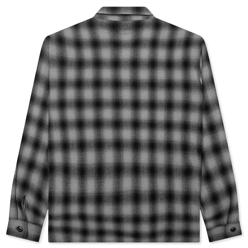 Zip Shirt Twisted Yarn Plaid Charcoal