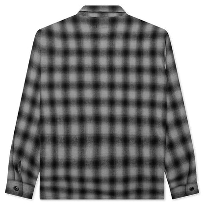 Zip Shirt Twisted Yarn Plaid Charcoal