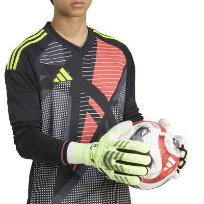 adidas Predator Pro Fingersave Goalkeeper Gloves Lemon White Black