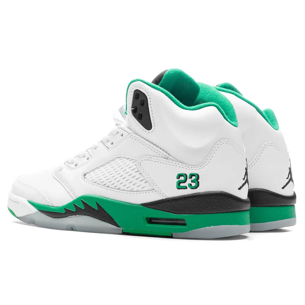 Womens Air Jordan 5 Retro White Lucky Green Ice Blue