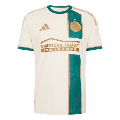 adidas Atlanta United Away Authentic Mens Soccer Jersey 26 27 Beige