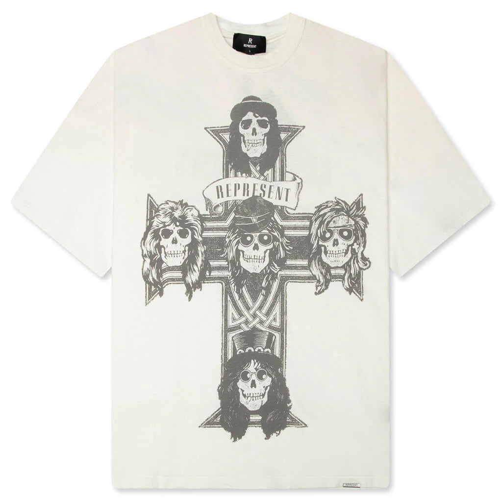 Represent x Guns N Roses Cross T Shirt Washed Ecru
