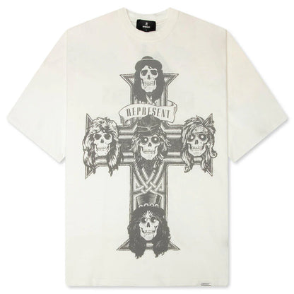 Represent x Guns N Roses Cross T Shirt Washed Ecru