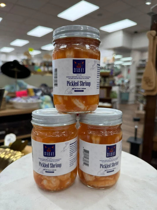Cajun Spicy Pickled Shrimp 12oz Jar | Tangy Marinated Mississippi Gulf Shrimp Ready-to-Eat Seafood Snack