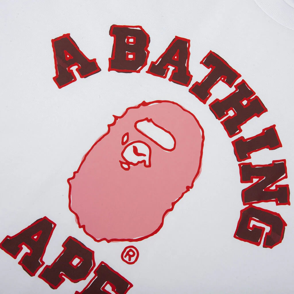 Hand Drawn College Relaxed Fit Tee White