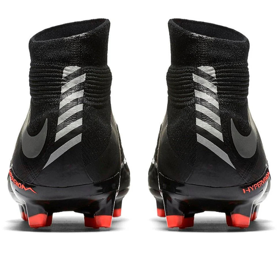 Nike Kids Jr Hypervenom Phantom III Dynamic Fit FG Firm Ground Soccer Cleats Black Red Silver