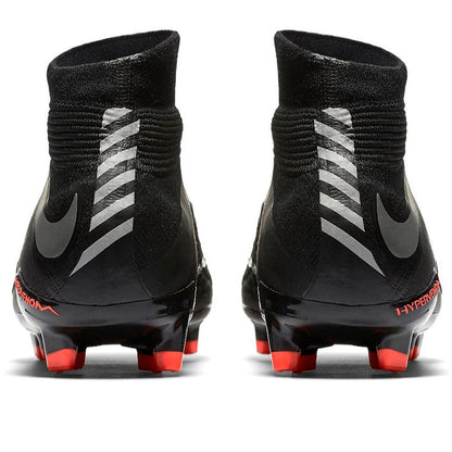 Nike Kids Jr Hypervenom Phantom III Dynamic Fit FG Firm Ground Soccer Cleats Black Red Silver