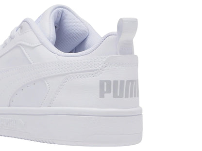 Tenis PUMA Rebound V6 Lo Blancos y Grises para Niño