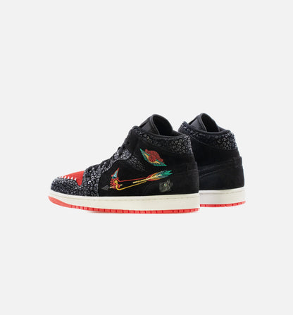 Air Jordan 1 Mid Siempre Familia Mens Lifestyle Shoe Black Sail Roma Green Chile Red