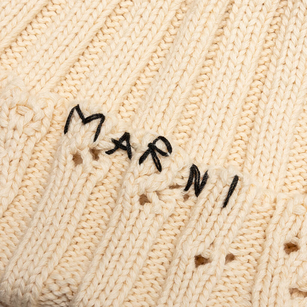 Knit Cottin Beanie Stone White