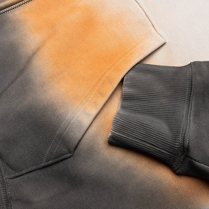 Spray Dyed Zip Thru Hoodie Grey Dyed