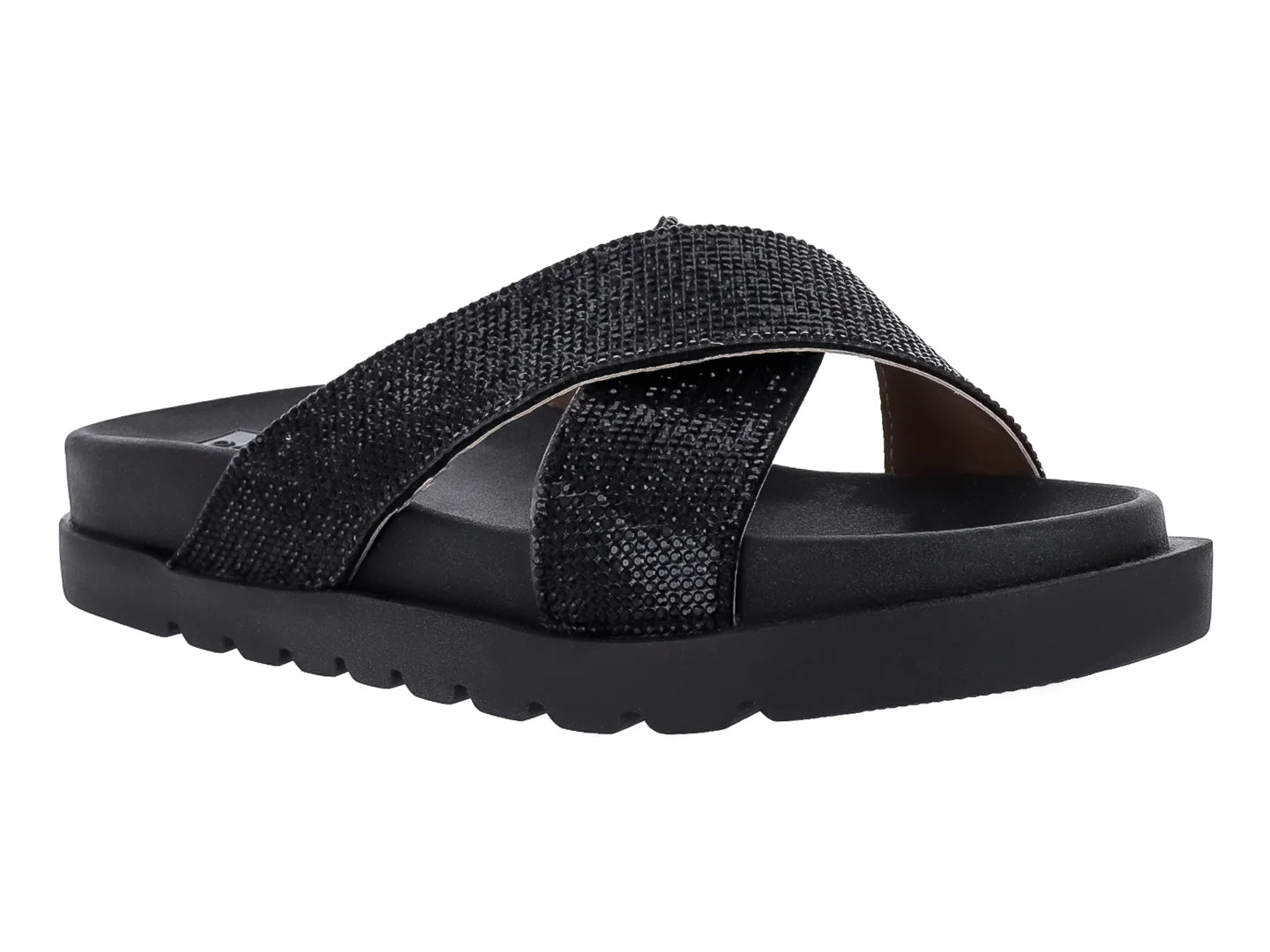 Sandalias Luna Rosa Negro con Pedrería para Mujer