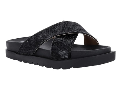 Sandalias Luna Rosa Negro con Pedrería para Mujer