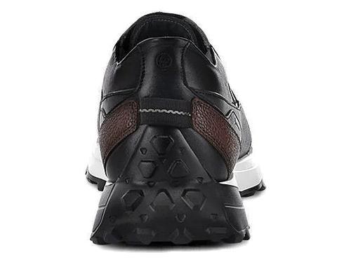 Tenis Cuadra de Piel de Pitón Gris y Negro para Hombre