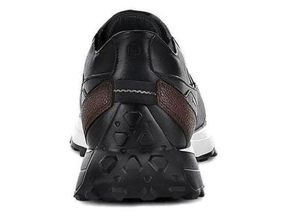 Tenis Cuadra de Piel de Pitón Gris y Negro para Hombre