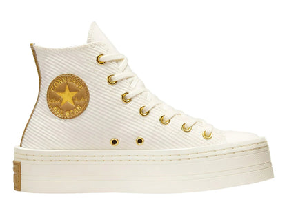Tenis Converse Chuck Taylor All Star Modern Lift Blanco y Dorado para Mujer